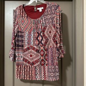 Christopher & Banks Multicolor Red Blue Blouse size M